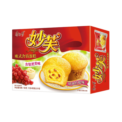 康师傅 妙芙 欧式含馅蛋糕 奶油红提味 180g
