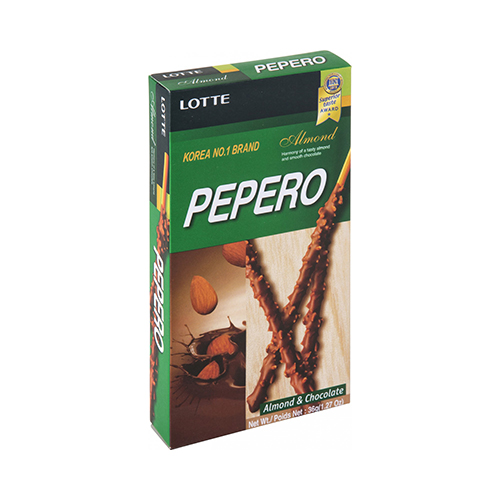 韩国lotte乐天 pepero 杏仁巧克力脆棒 36g