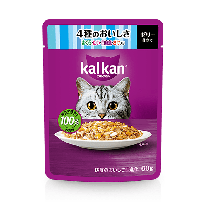 【日本直邮】 Kal Kan卡康 猫零食综合营养 金枪鱼+鲷鱼+白身鱼+鲑鱼 60g