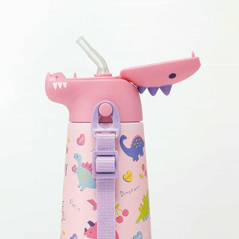 【日本直郵】SKATER 斯凱達 寶寶不鏽鋼吸管杯保溫杯 粉紅恐龍款 370ml