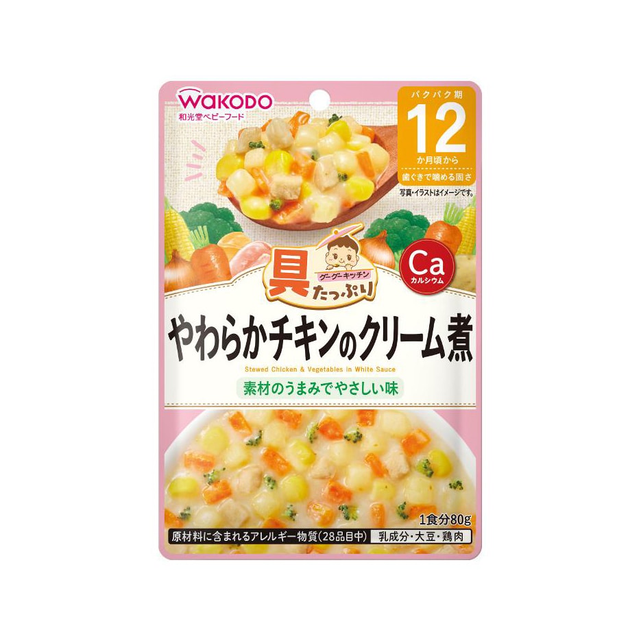 【日本直邮】WAKODO和光堂 宝宝辅食 12月+ 奶油白汁鸡肉盖浇 80g