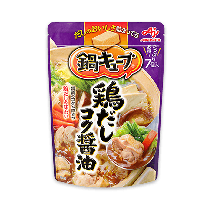 【日本直邮】AJINOMOTO味之素 高汤锅底 调味料 小方块火锅汤底调味块 7个/袋 酱油鸡汤锅