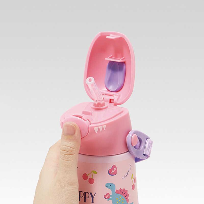 【日本直郵】SKATER 斯凱達 寶寶不鏽鋼吸管杯保溫杯 粉紅恐龍款 370ml