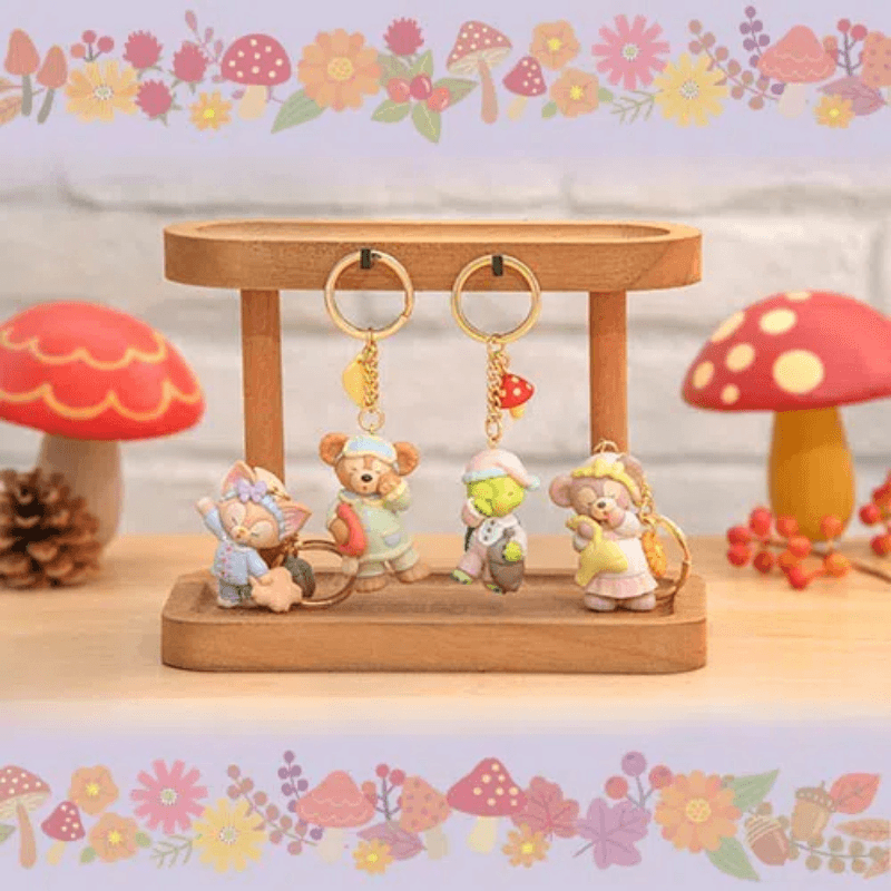 【日本直郵】DISNEY東京迪士尼 秋日限定 秋季睡衣系列 達菲家族 立體鑰匙圈套裝 4個入