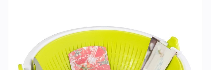 日本KOKUBO小久保 圓形可旋轉180°可濾水雙層洗菜盆脫水器 大號 蘋果綠 BPA FREE 21cm-23cm 淘米洗菜 輕鬆自如