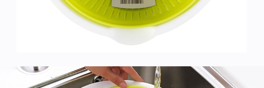 日本KOKUBO小久保 圓形可旋轉180°可濾水雙層洗菜盆脫水器 大號 蘋果綠 BPA FREE 21cm-23cm 淘米洗菜 輕鬆自如