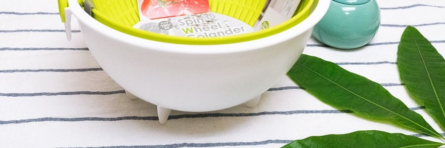 日本KOKUBO小久保 圓形可旋轉180°可濾水雙層洗菜盆脫水器 大號 蘋果綠 BPA FREE 21cm-23cm 淘米洗菜 輕鬆自如