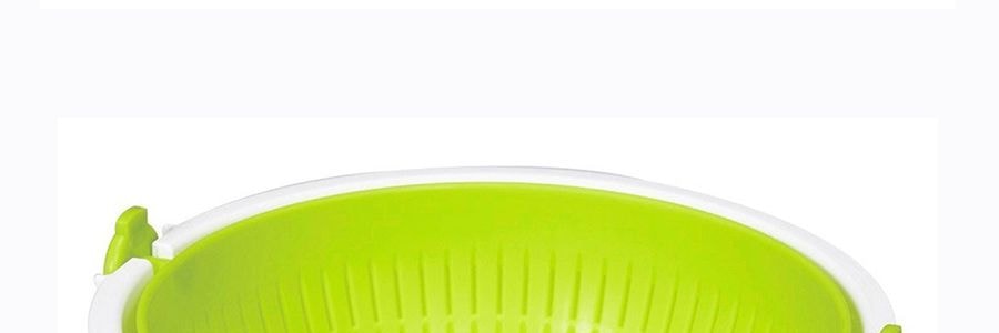 日本KOKUBO小久保 圓形可旋轉180°可濾水雙層洗菜盆脫水器 大號 蘋果綠 BPA FREE 21cm-23cm 淘米洗菜 輕鬆自如