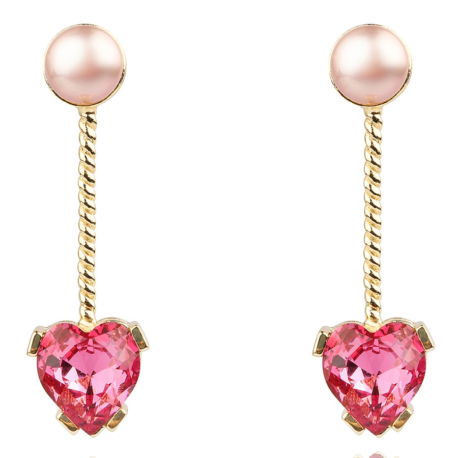 Peach Blossom Crystal &Pearl Earrings 1pair
