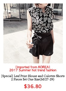 韩国MAGZERO 白领风米色V领短袖黑色显瘦阔腿裤套装 (L/28-29)