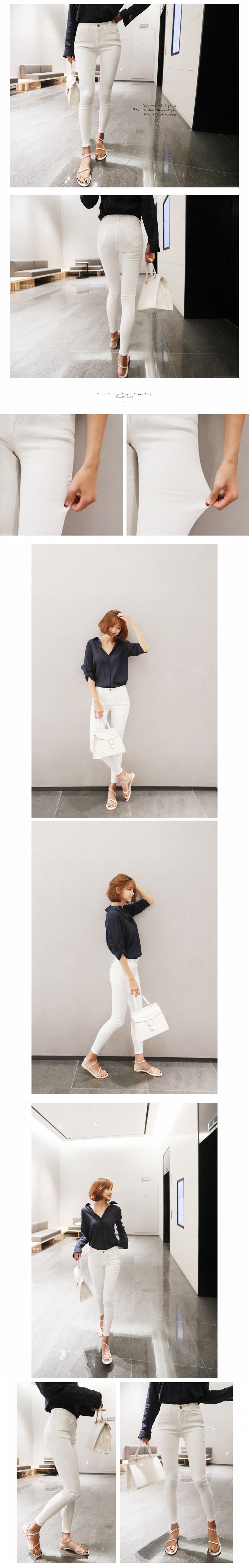 [Autumn New] Basic Stretch Skinny Ankle Jeans White(S/25-26)
