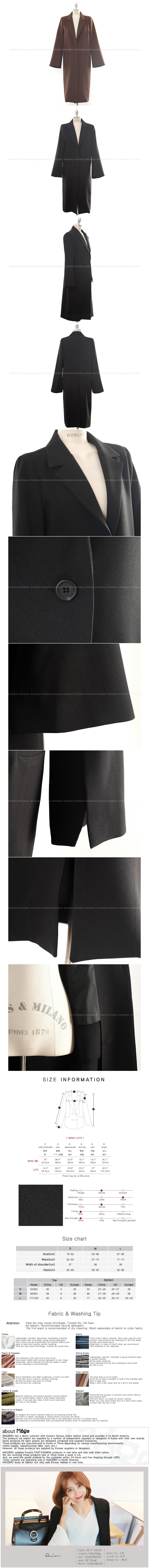 KOREA One-Button Long Blazer Black M(S-M/55-66) [Free Shipping]