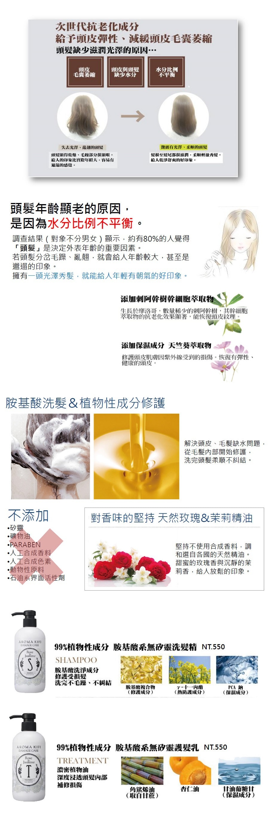 日本GAIA NP AROMA KIFI 植物成分護髮素 損傷修護型 #玫瑰茉莉香 500