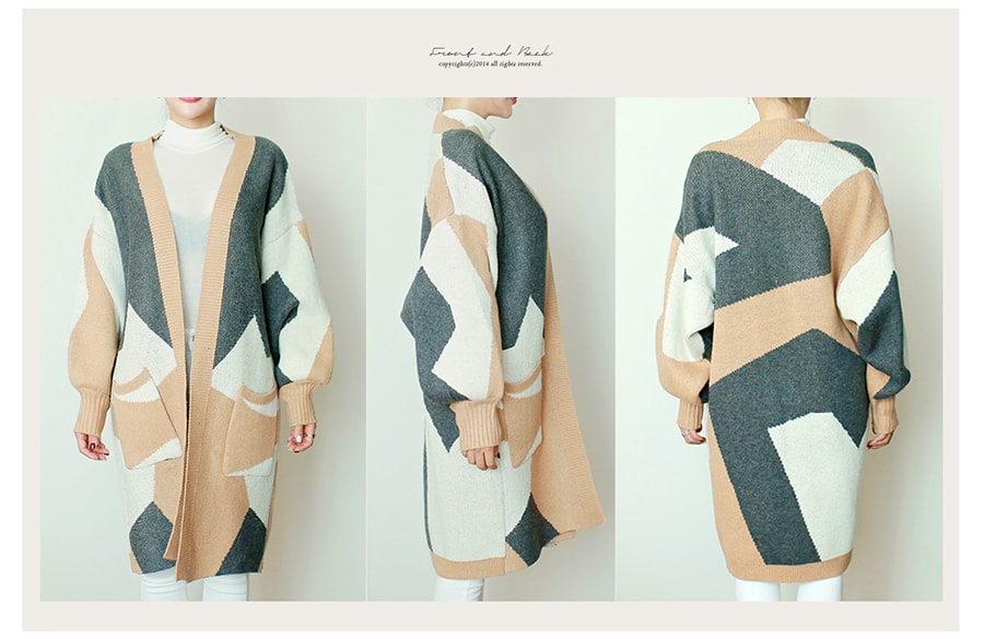 KOREA Puff Sleeve Multi Color Open Cardigan Beige One Size(Free) [Free Shipping]