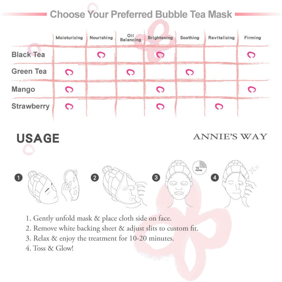 Strawberry Bubble Tea Mask 1 Sheet