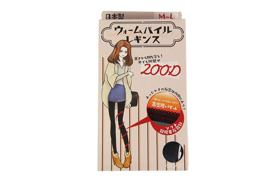 [日本直邮] REGART 蕾格特 保暖加绒发热压力细腿十分裤 200D  M-L #黑色