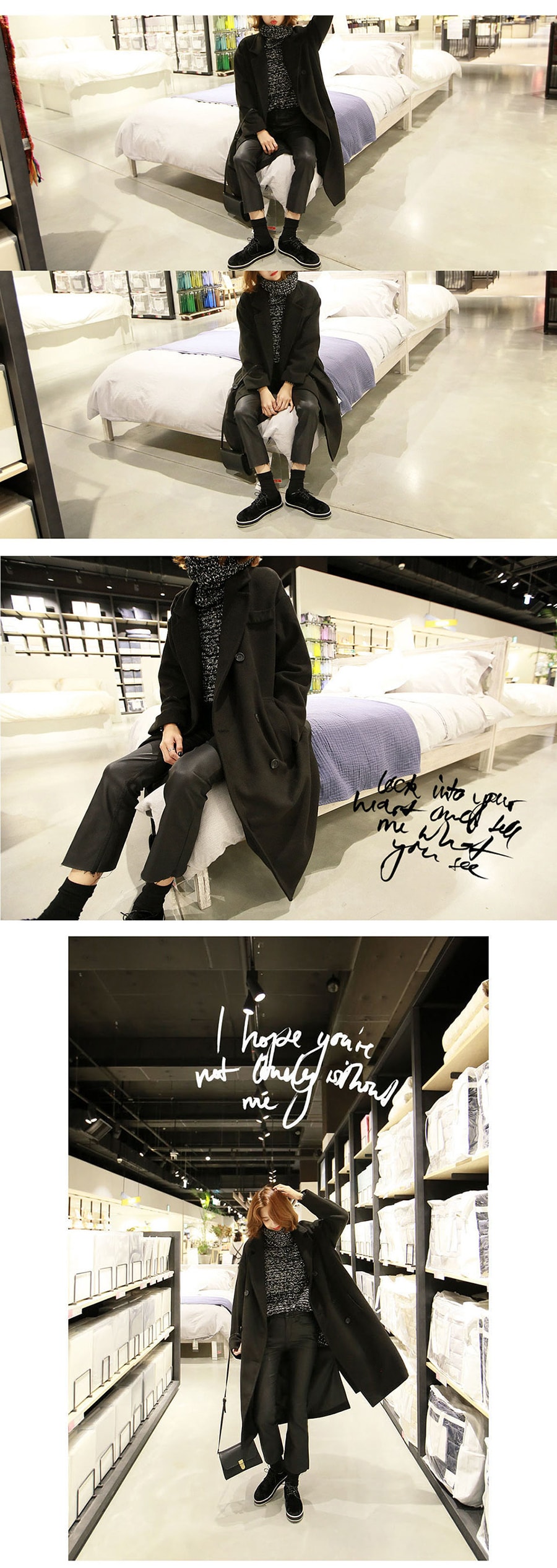 [Limited Quantity Sale] Cut-Off Bootcut Coated Ankle Jeans Black L(27-28)