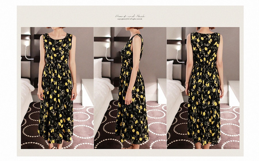 韩国MAGZERO [限量销售] 柠檬纹海边度假沙滩裙 均码One Size(S-M)
