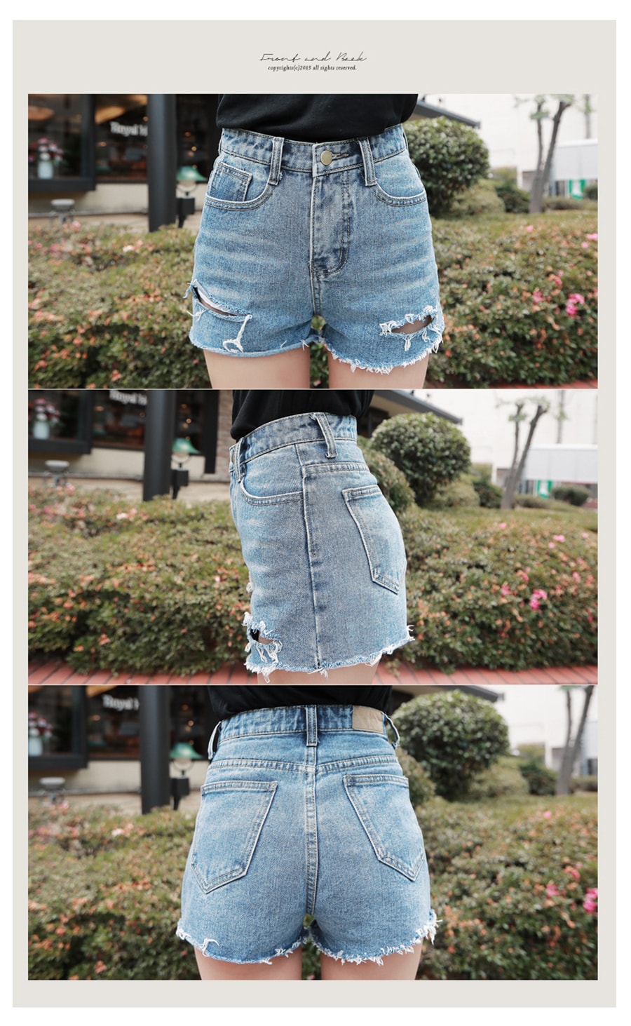 [Limited Quantity Sale] Distressed Cutoff Denim Shorts with Belt One Size(S/25-27)