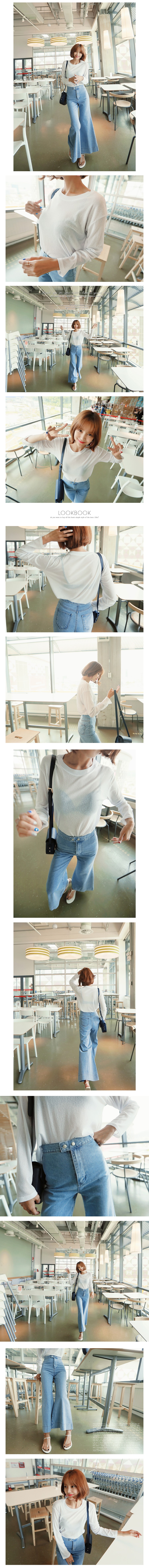 KOREA Frenchy See-through T-shirt Ivory One Size(S-M) [Free Shipping]