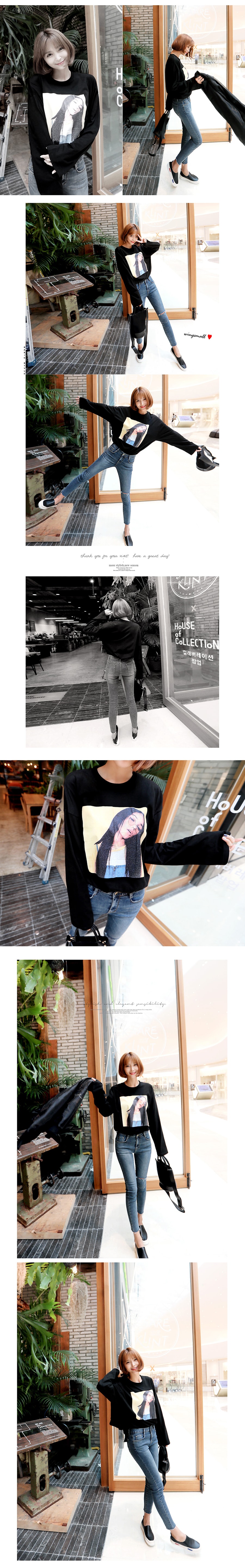 KOREA Vintage Woman Graphic Boyfriend T-Shirt Black One Size(Free) [Free Shipping]