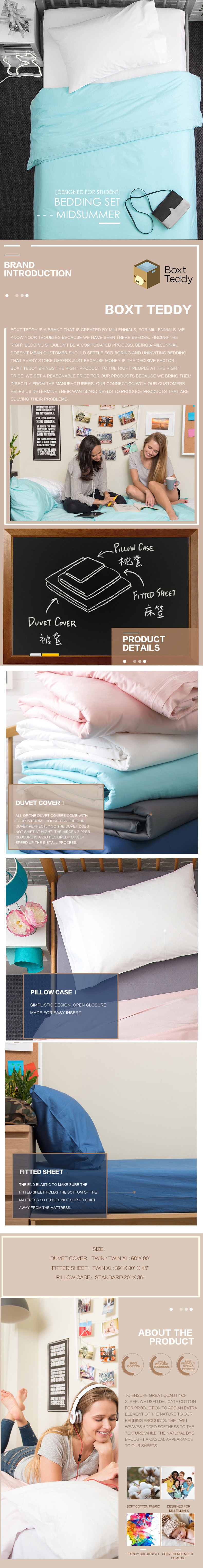 [Designed For Students] All Cotton 3 Pieces Bedding Set #Midsummer  Twin XL