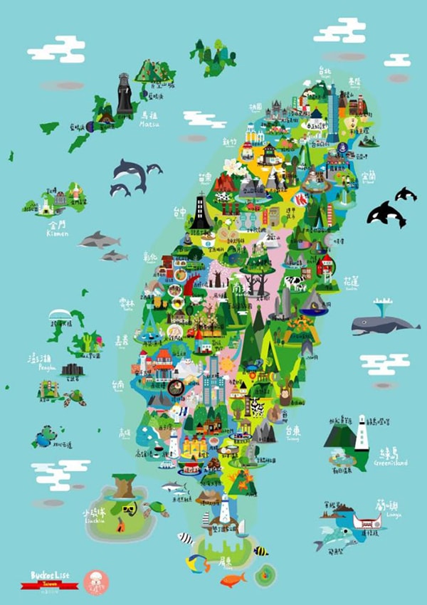 Bucklist Taiwan Scratch Taiwan Map #Small