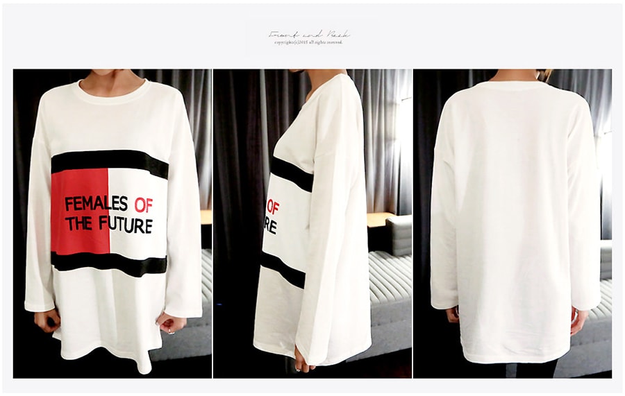 [Limited Quantity Sale] Letter Embroidery Color-Block T-Shirt Ivory One Size(Free)
