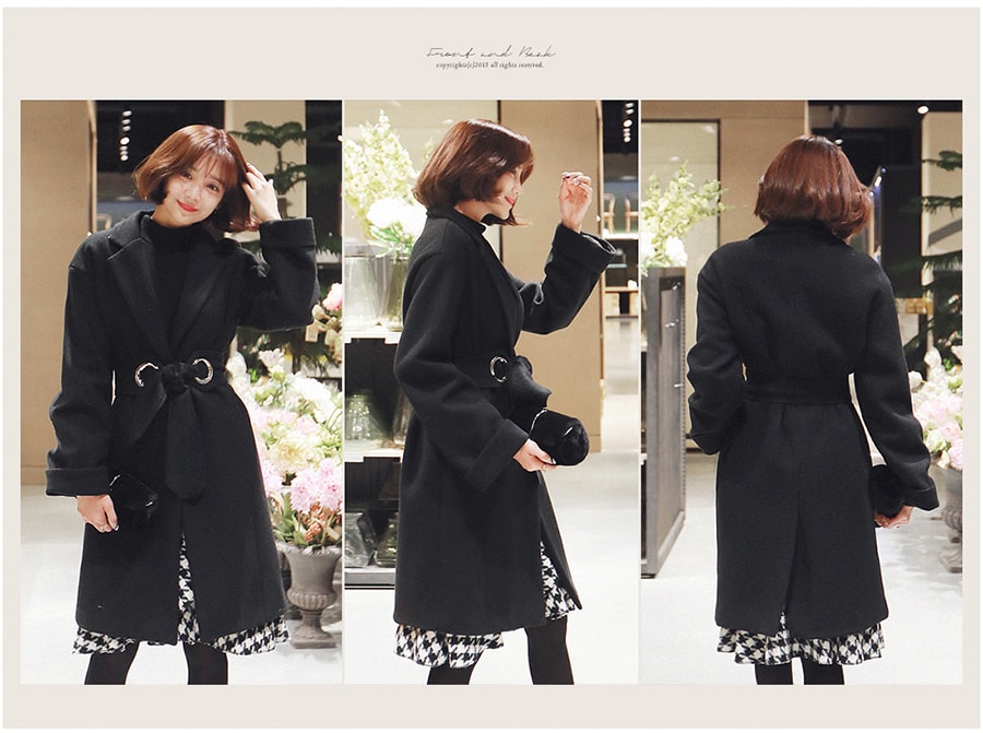 [7th Pre-Order] Belted Wrap Coat Black One Size(S-M)
