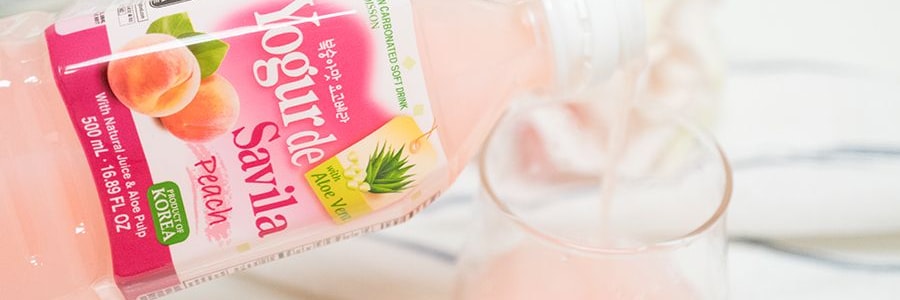韓國YOGO VERA 天然蘆薈蜜桃汁 果肉添加 500ml