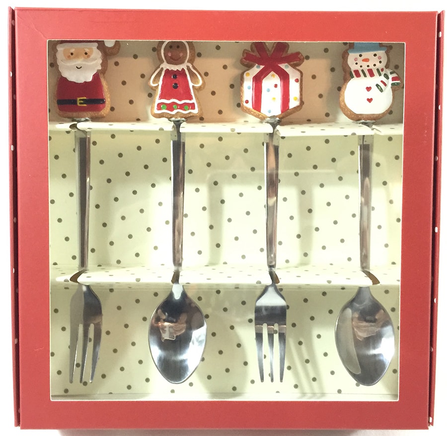 Christmas Gift Set #TeaSpoon+CakeFork 4pcs