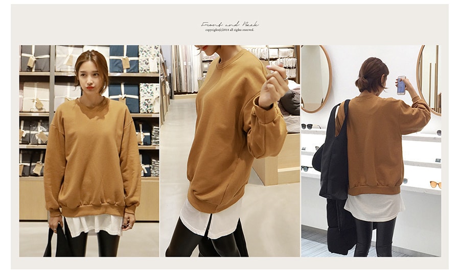 KOREA Oversized Pullover Sweatshirt Brown One Size(Free) [Free Shipping]