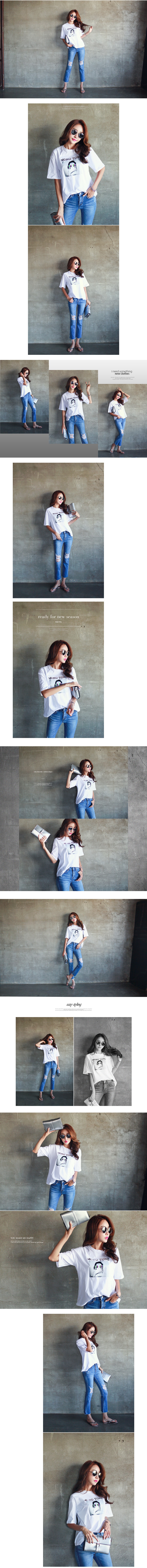 [New Arrival] Silver Letters Print T-Shirt #White One Size(S-M)