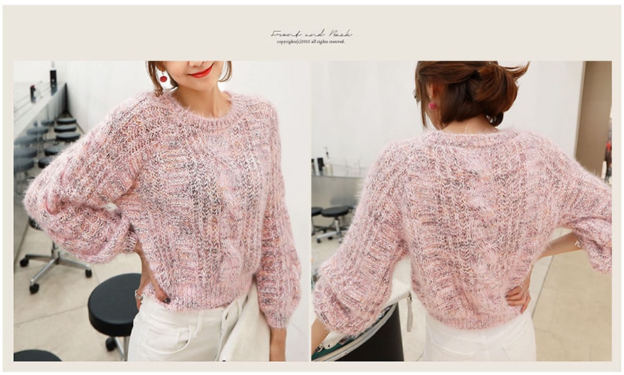 [Limited Quantity Sale] Fluffy Mixed Knit Sweater Pink One Size(S-M)