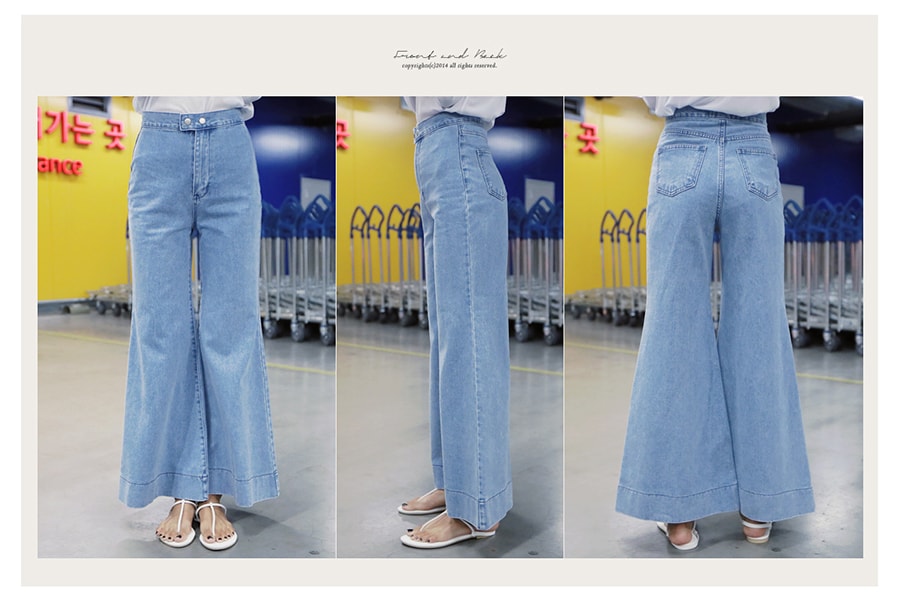 KOREA Retro Wide Leg Denim Pants One Size(M/26-28) [Free Shipping]