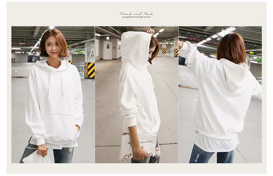 KOREA Oversized Pullover Hoodie White One Size(Free) [Free Shipping]