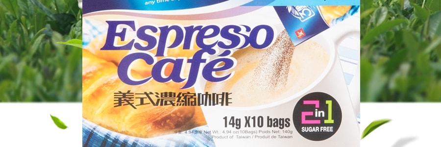 台湾三点一刻 二合一意式浓缩无糖速溶咖啡 10包入 140g