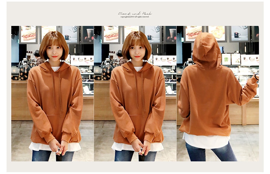 KOREA Oversized Pullover Hoodie Brown One Size(Free) [Free Shipping]