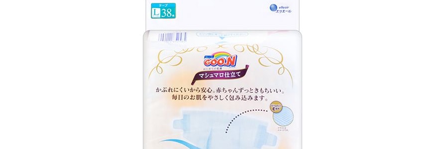 日本GOO.N大王 PREMIUM SOFT天使系列 尿不濕紙尿褲 #L 9-14kg 38枚入