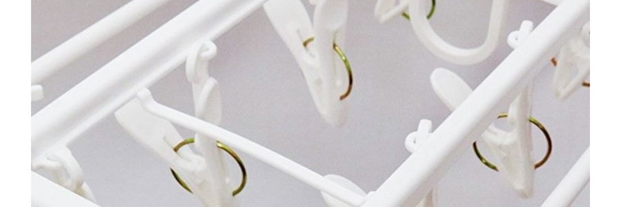 日本KOKUBO小久保 多功能室內衣服晾曬衣架 #白色 1件入 附12個衣夾