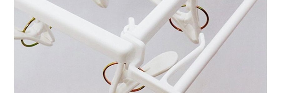 日本KOKUBO小久保 多功能室內衣服晾曬衣架 #白色 1件入 附12個衣夾