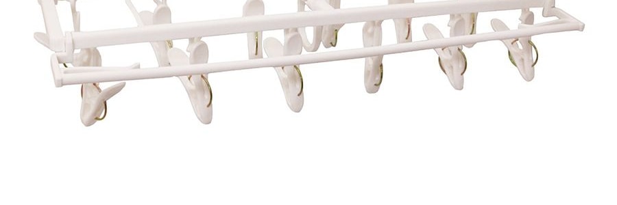 日本KOKUBO小久保 多功能室內衣服晾曬衣架 #白色 1件入 附12個衣夾