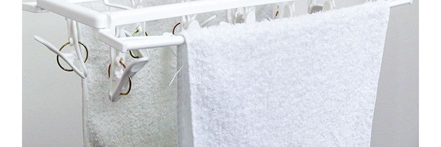 日本KOKUBO小久保 多功能室內衣服晾曬衣架 #白色 1件入 附12個衣夾