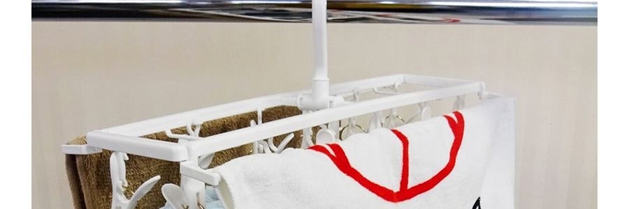 日本KOKUBO小久保 多功能室內衣服晾曬衣架 #白色 1件入 附12個衣夾