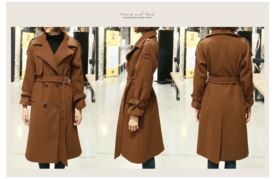 [Limited Quantity Sale] Belted Double Breasted Long Trench Coat Camel One Size(S-M)