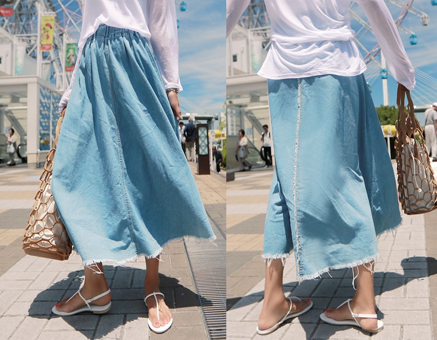 [New Arrival]  Cutoff Denim Long Skirt One Size(S-M)