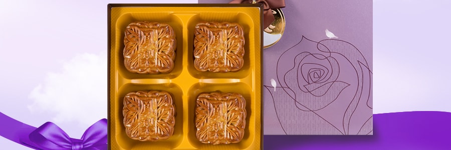 JJBAKERY Mooncake Pineapple With 2 eggs 4Pcs 【Delivery Date: End of August】