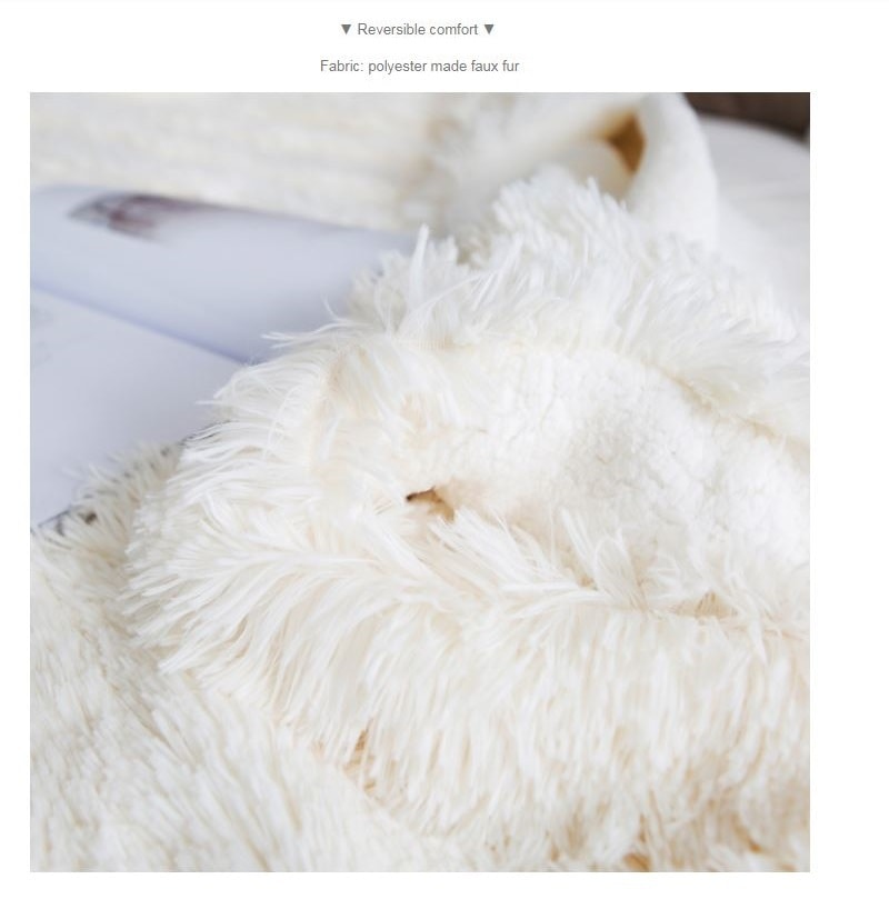 Faux Fur Sherpa Reversible Sofa Throw #White