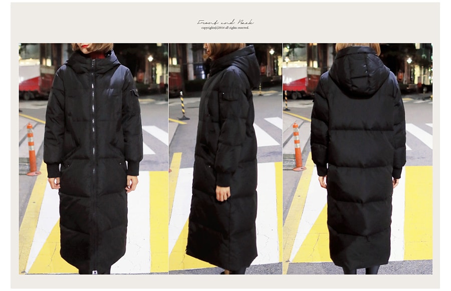 [5th Pre-Order] Hooded Down Long Puffer Coat Black One Size(S-M)