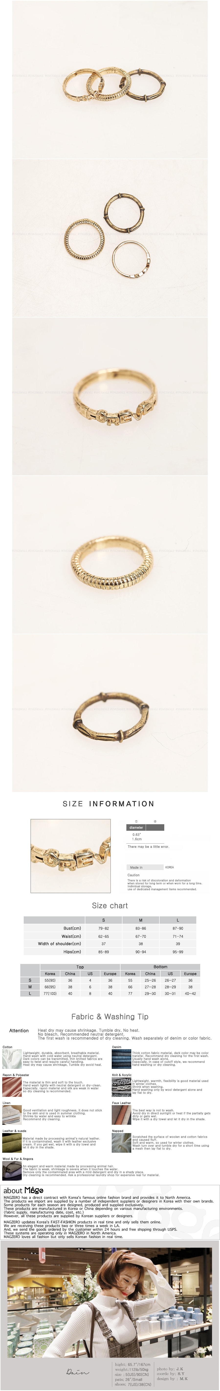 KOREA Vintage Gold 3 Pieces Set Metal Rings [Free Shipping]